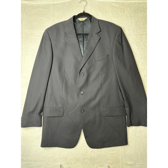 Pronto Uomo Other - Pronto Uomo Mens Pinstripe Suit 44 Tall 39W Navy Blue Worsted Wool 2pc Canada